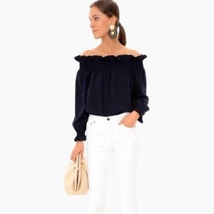 Tuckernuck Navy Off the Shoulder Marguerite Blouse - Navy / M New with Tags